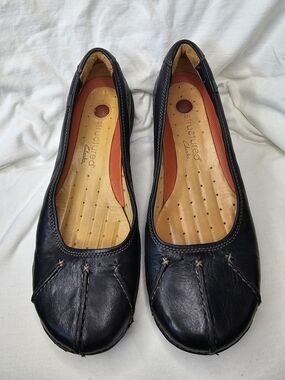 Y2K Clarks Unstructured Flat Shoes Rosily Brown Ballet Leather Loafer Slip On